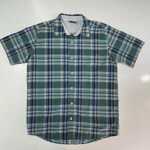 Salty Crew Men’s Fishing Shirt Checks Green Blue Short Sleeve Pocket Casual M